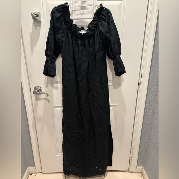 Style Paris by Susan Sutherland eyelet linen maxi dress sz 40 - Picture 1 of 4